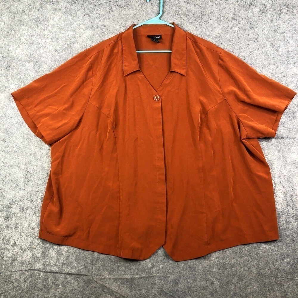 Maggie Barnes Short Sleeve Women's Blouse Top Plus 4X 30/32W Rust
